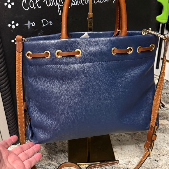 Dooney & Bourke Blue and Brown Leather Tote Bag - Picture 6 of 9